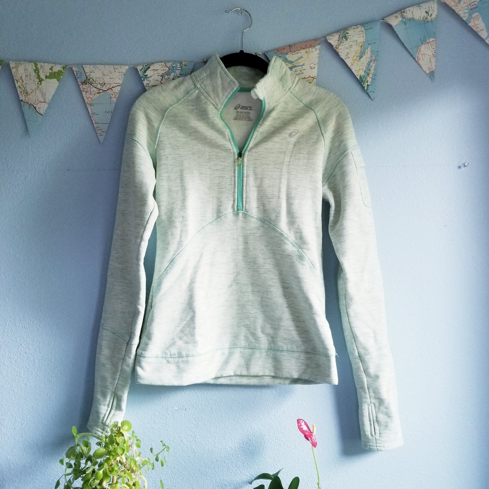 Asics fleece mint quarter zip